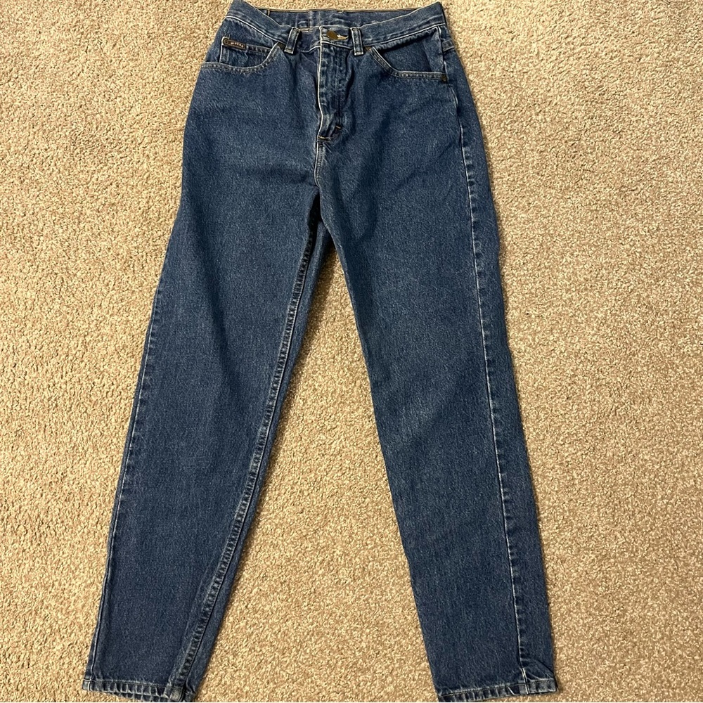 Riders straight leg blue denim jeans. Size 8.